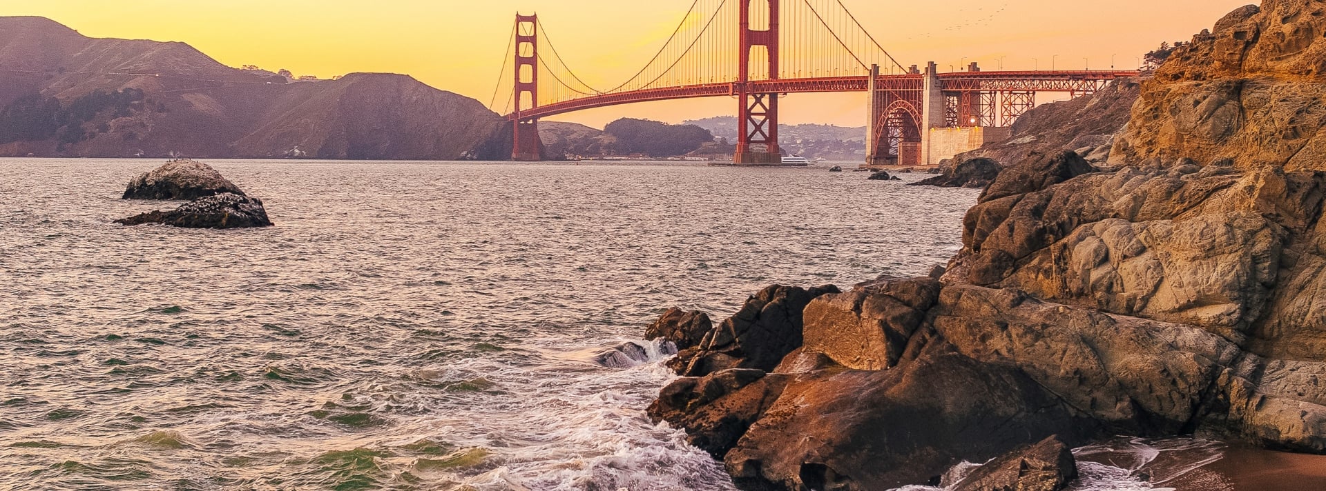 coast of san francisco with view of golden gate bridge