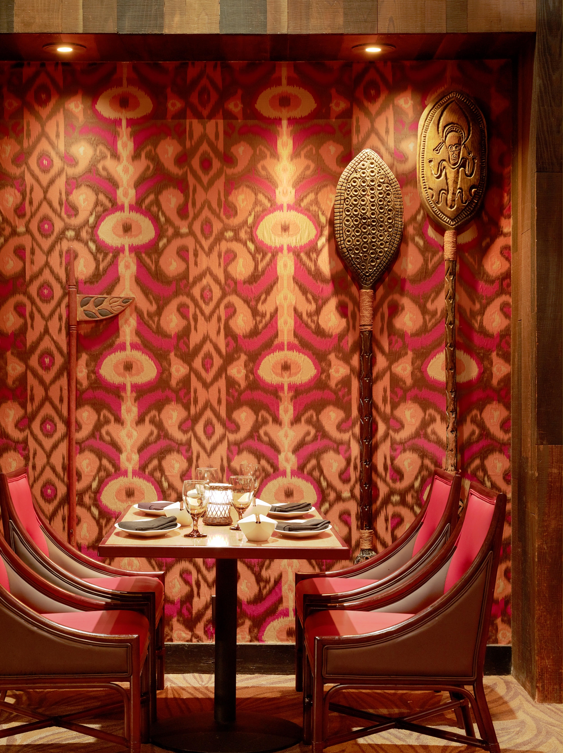 The table was set with cutlery and glasses