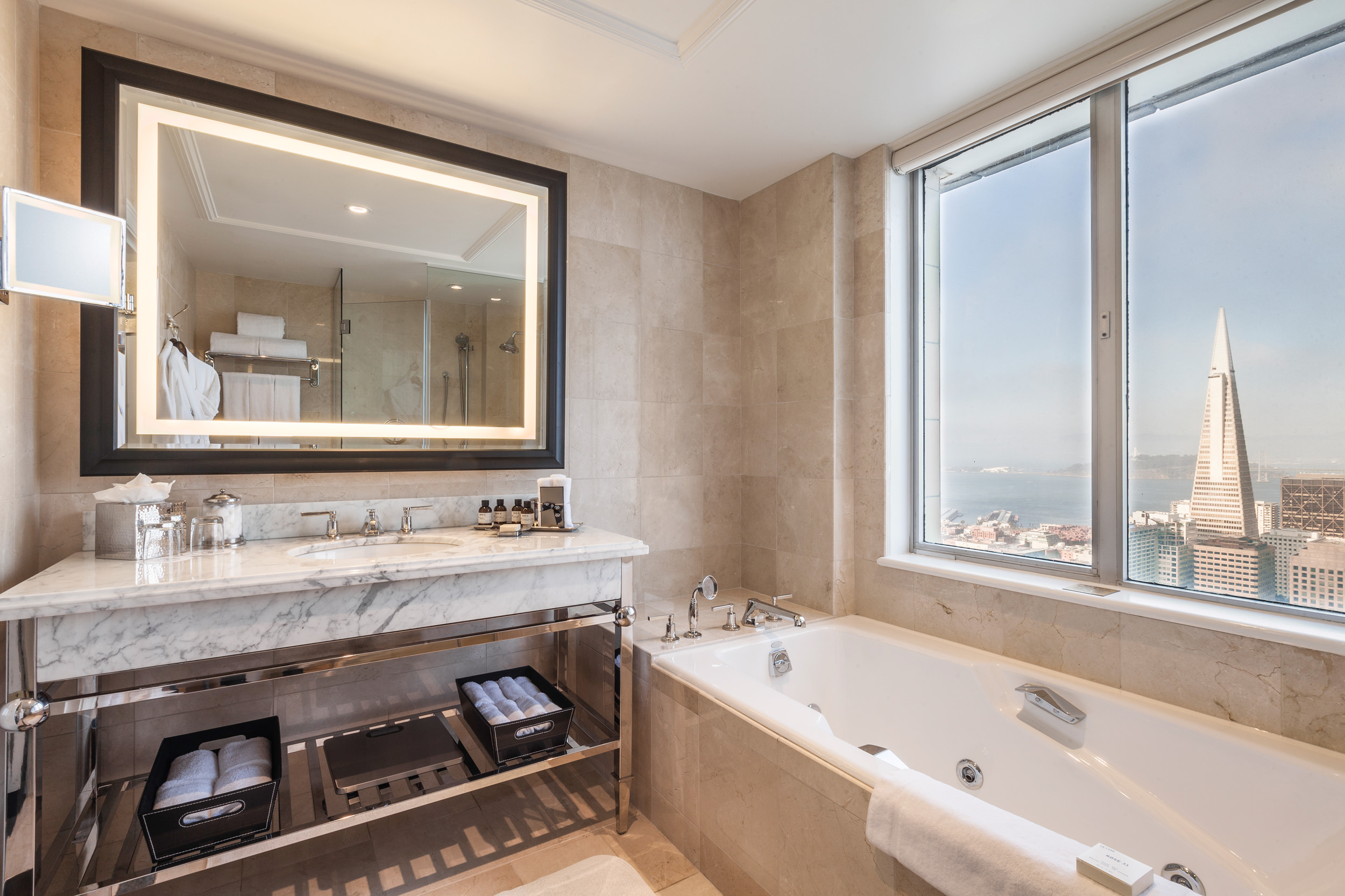 Bathroom with sea view