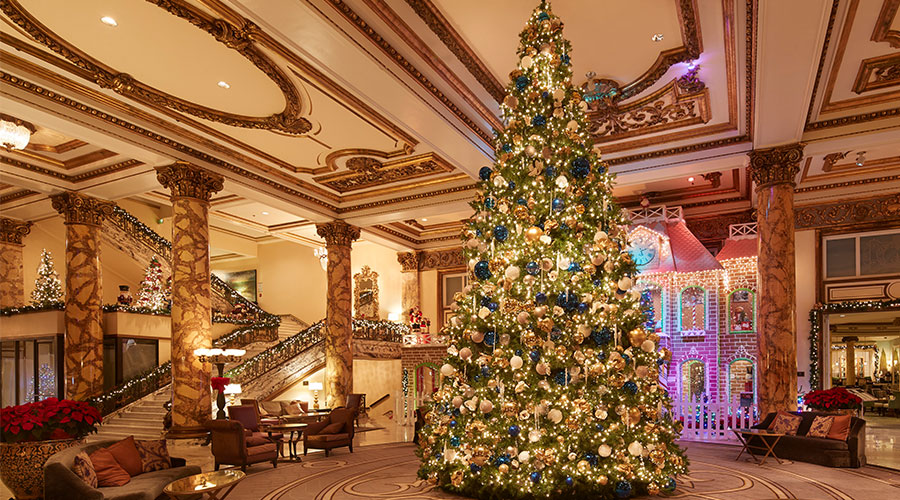large christmas tree in lobby
