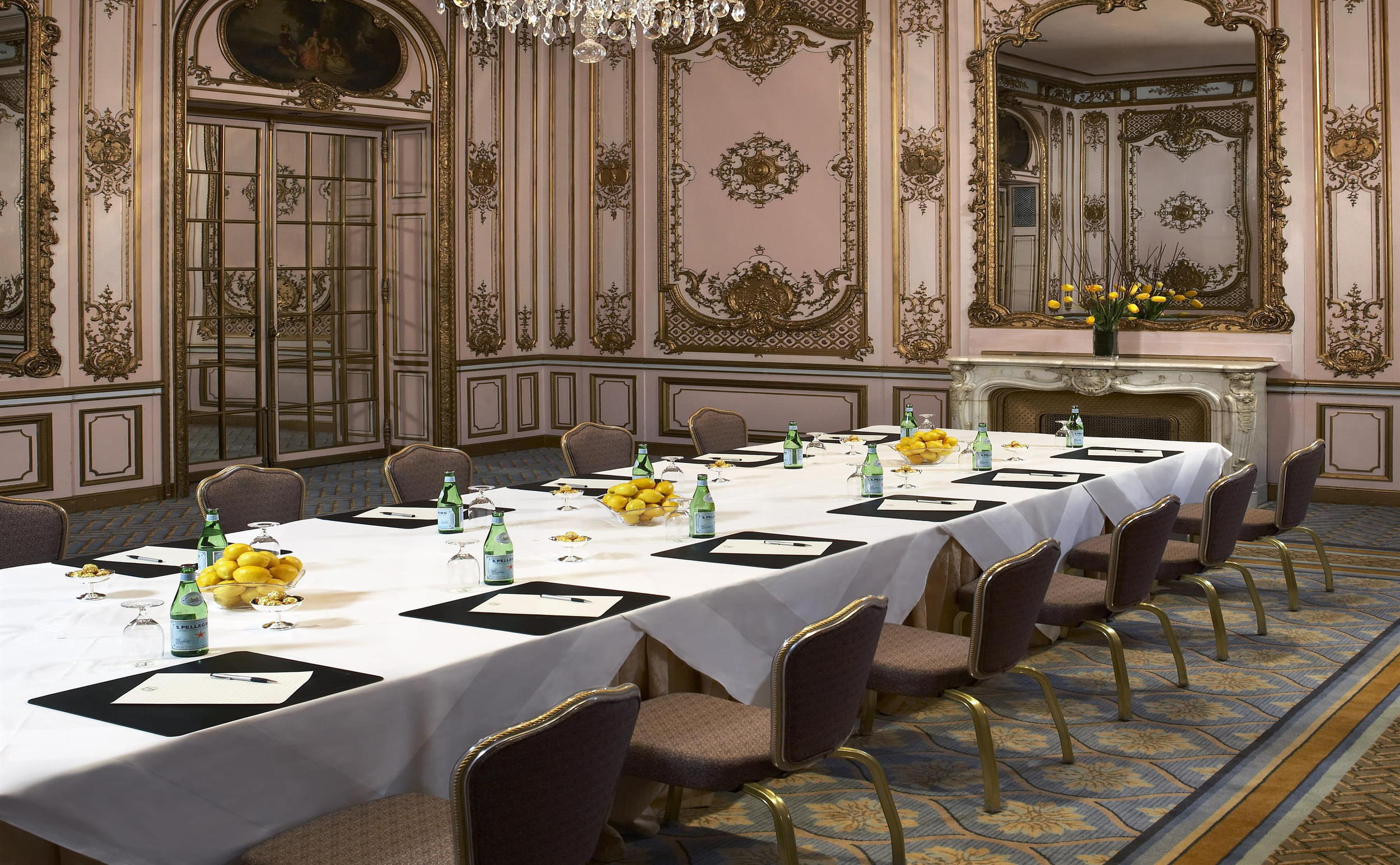 long table set up for a meeting