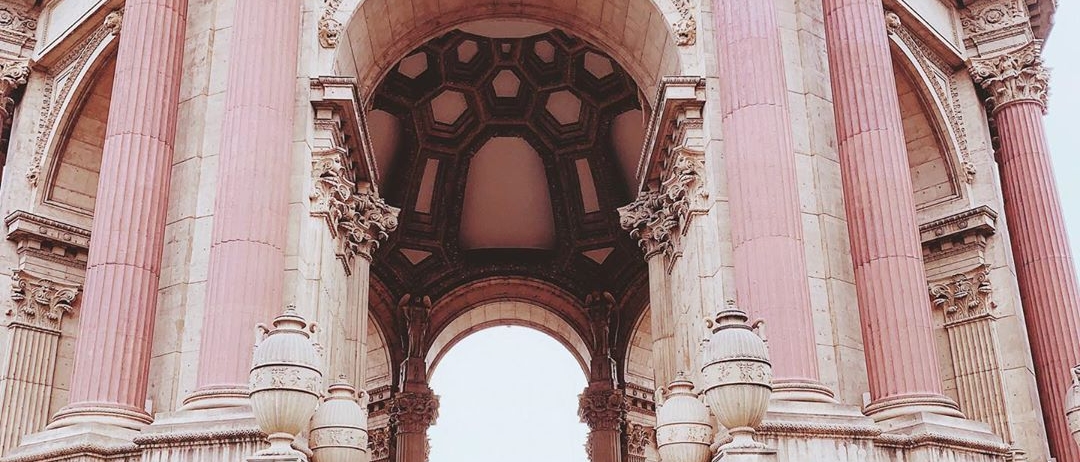 A woman looking at the landmark