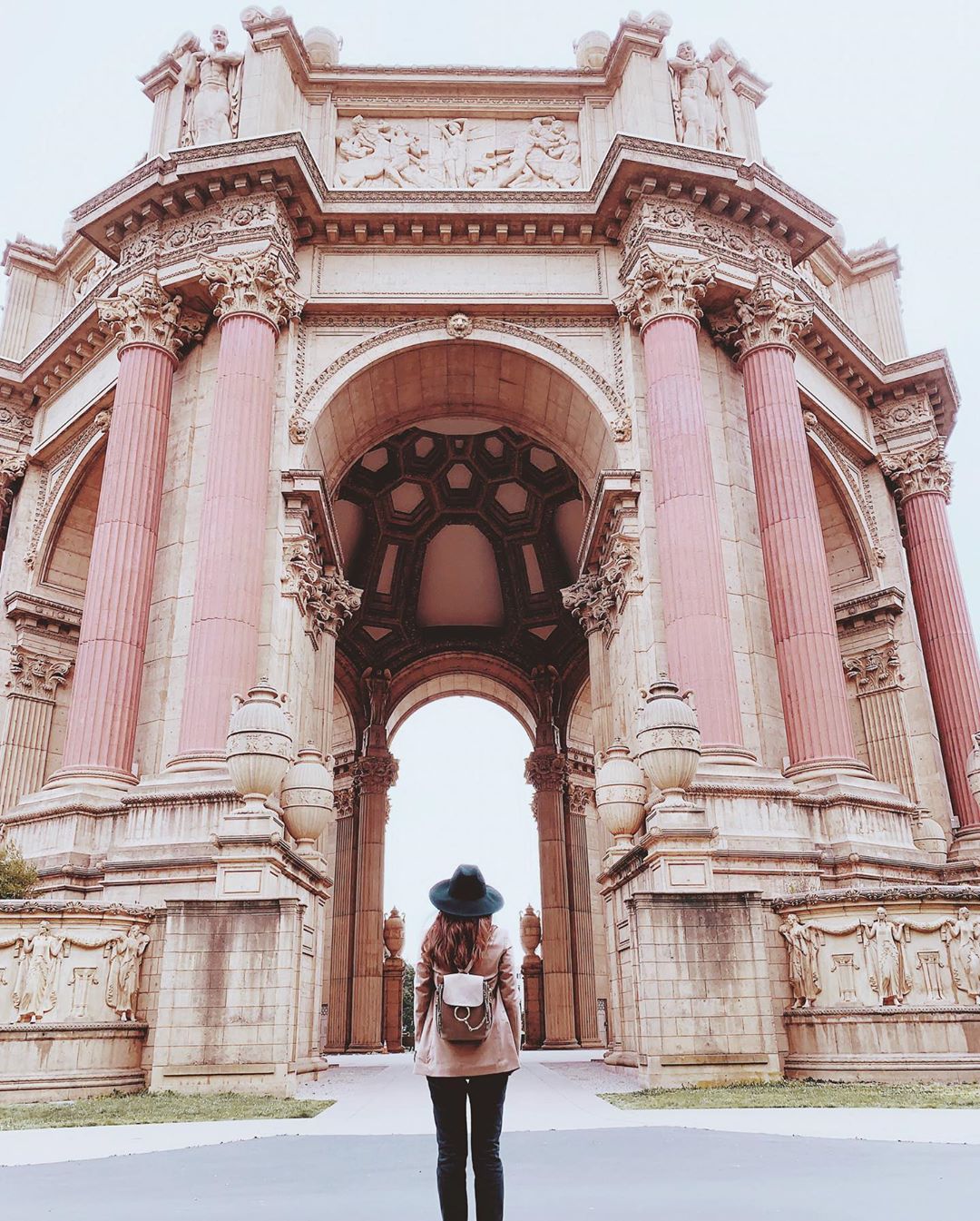 A woman looking at the landmark
