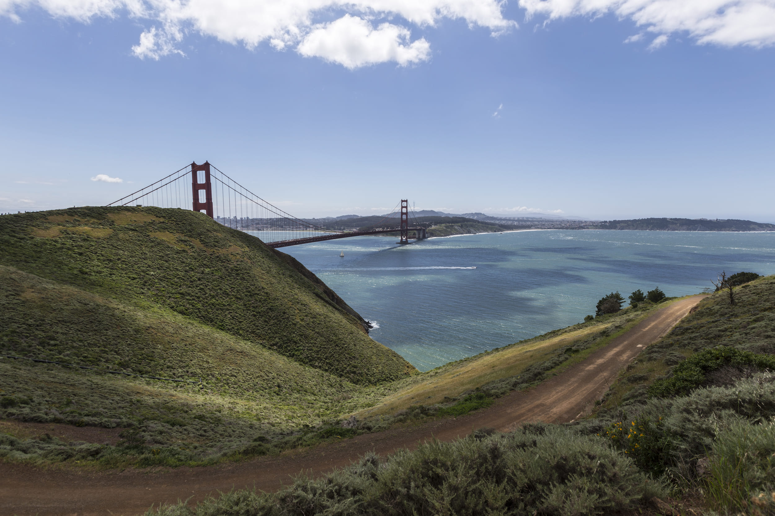 bike path with view of golden gate bridge
